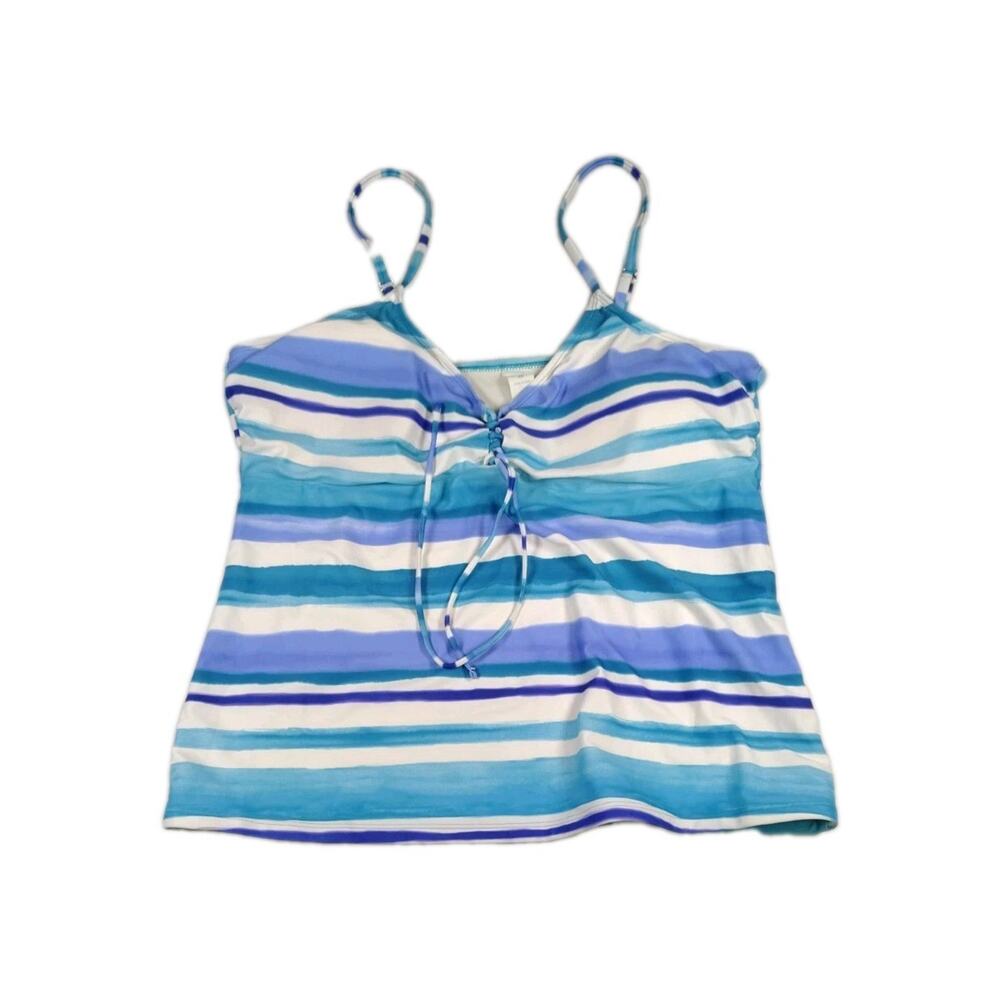 New Outdoor Oasis Tankini Swim Top Women's Size OX Striped Bathing Suit Fastship